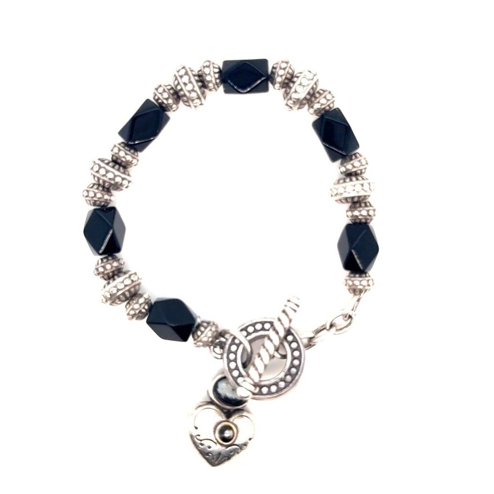 Brighton Black Bead Heart Toggle Bracelet‎